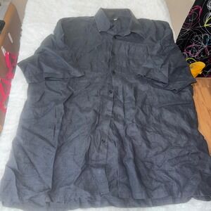 Punto Due Made In Italy 3XT Gray Linen Button Down‎ Shirt Short Sleeve